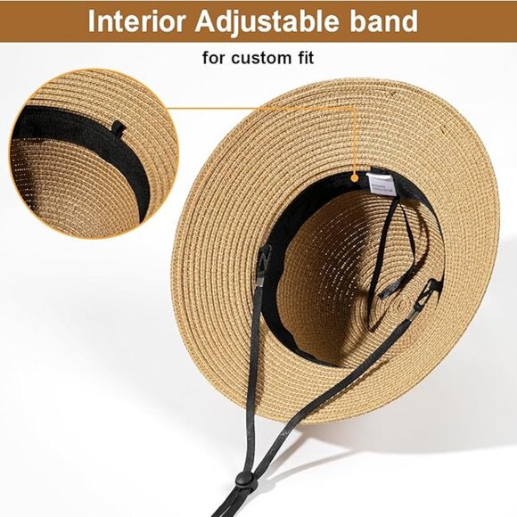 Beach Sun Straw Hats for Women, UPF 50+ UV Sun Protection